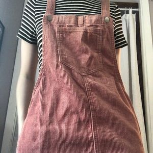 Pink corduroy pinafore dress